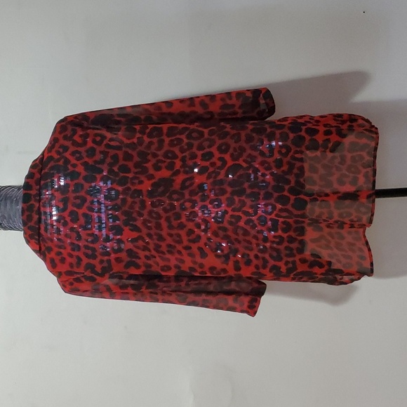 Avon Animal Print Summer 3/4 Sleeve Button-up Blouse Medium - Picture 9 of 9